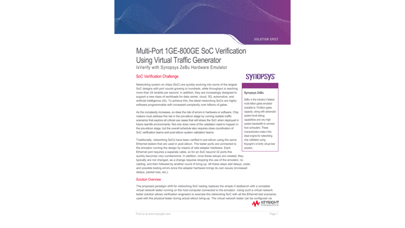 800GE Validation Using IxVerify Virtual Solution and Synopsys ZeBu Emulator